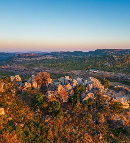 Aerial views of the ruins of Great Zimbabwe