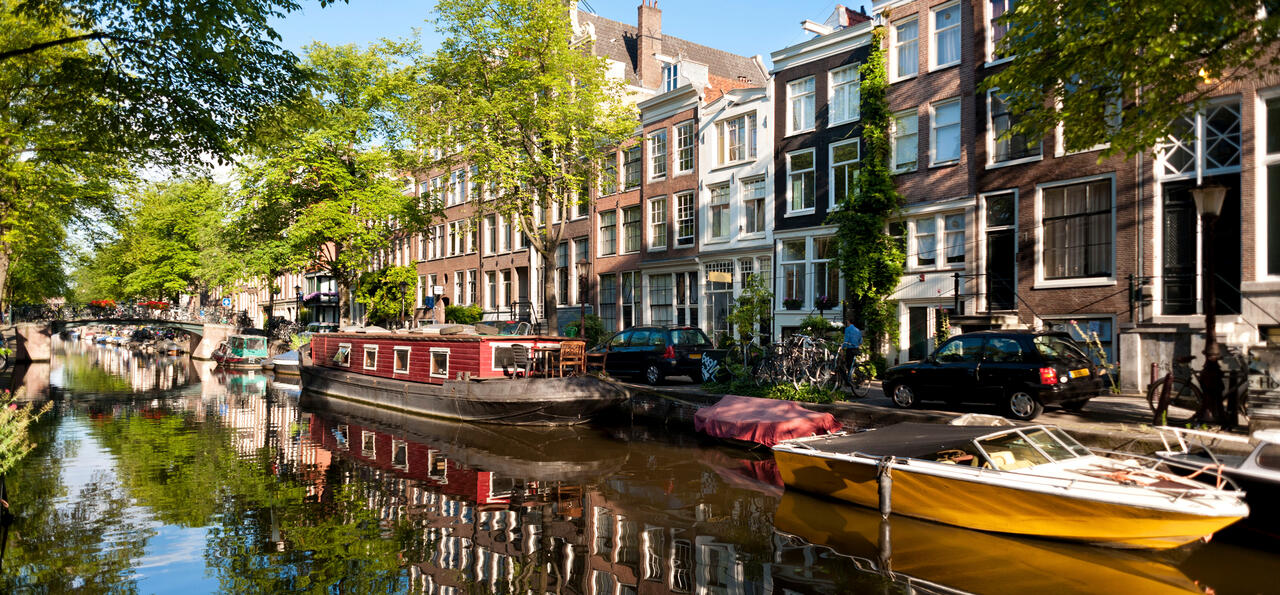 Historic canal in the centre of Amsterdam, Netherlands