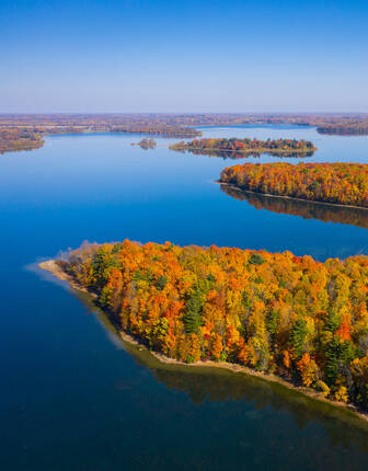 Autumn, aerial view of St. Lawrence Park, Canada