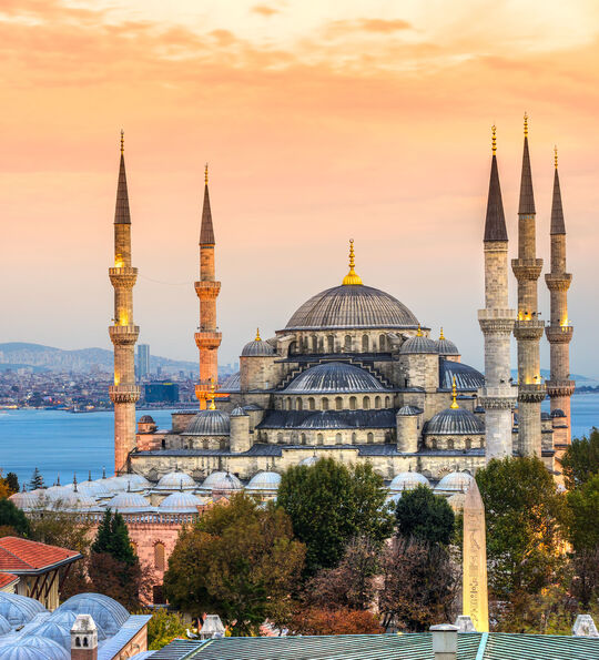 View of the famous Blue Mosque in Istanbul