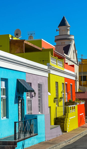 Colourful buildings of Bo-Kaap neighbourhood in Cape Townl, South Africa
