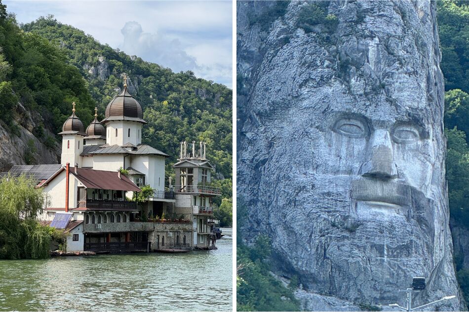 Mraconia Monastery and Rock Sculpture of Decebalus in Romania Mraconia Monastery and Rock Sculpture of Decebalus in Romania