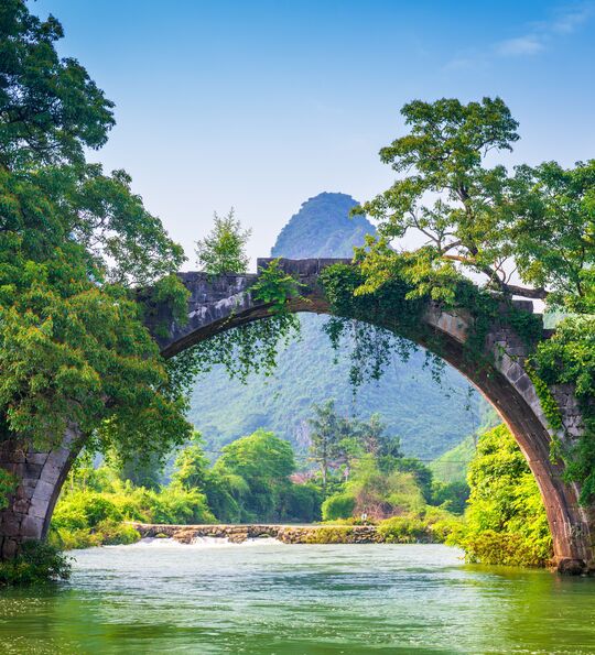 Dragon Bridge spanning the Li River near Yangshuo