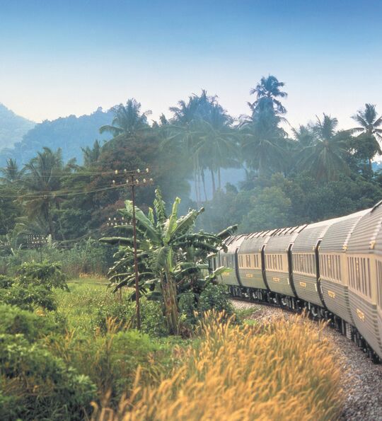 Image of Eastern & Oriental Express winding through jungle tracks