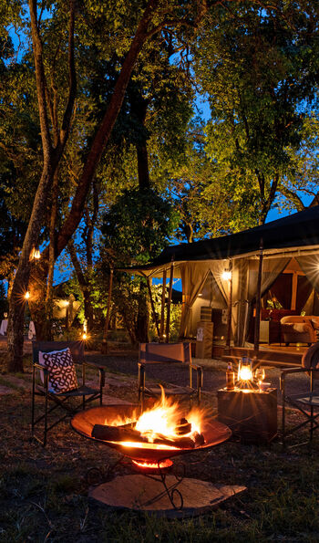 Camp fire at Elewana Sand River Masai Mara