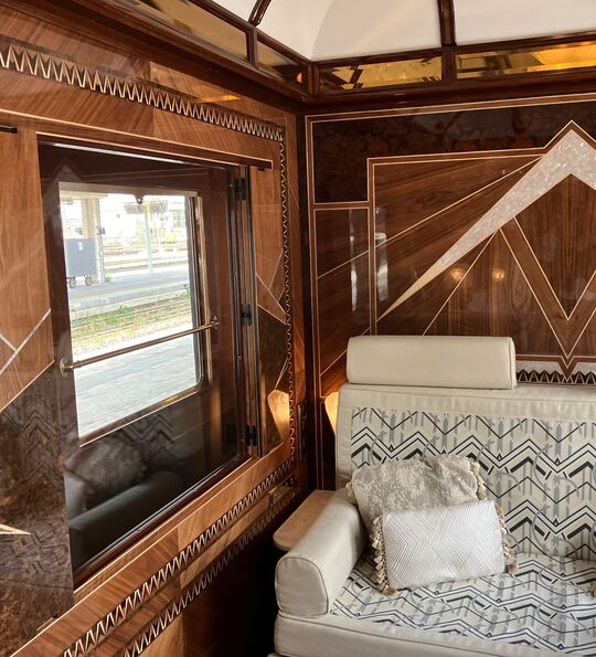 The on board décor reflects the Golden Age of Travel