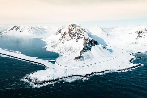 Eystrahorn mountain in Iceland's Eastfjords in winter