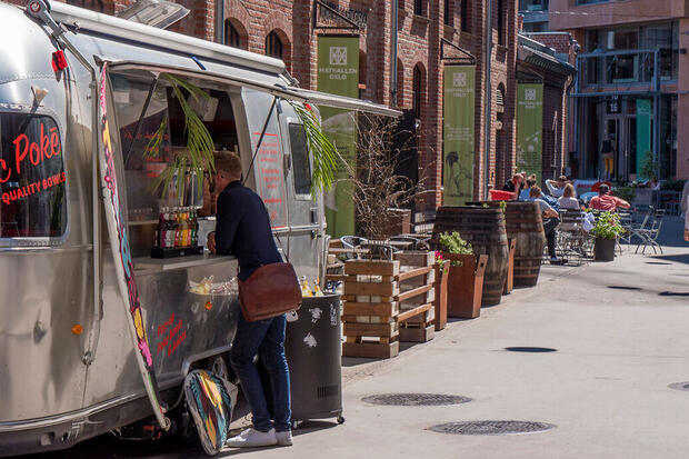 Food truck outside Mathallen food hall
