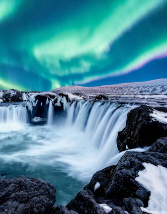 Northern Lights at Godafoss, Iceland