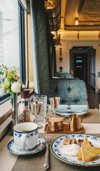 Breakfast in dining car, Golden Eagle Silk Road Express