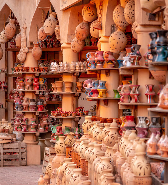 Handmade pottery outside Nizwa souk