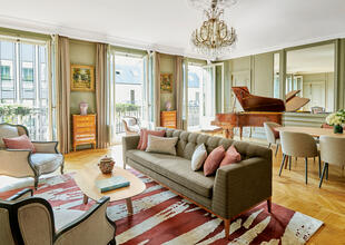 Opulent Suite Signature Marlene Dietrich with grand piano, Hotel Lancaster, Paris