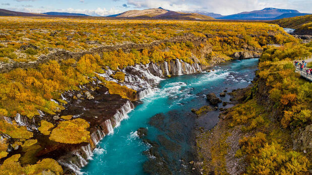 Hraunfossar waterfalls in Iceland's Silver Circle region