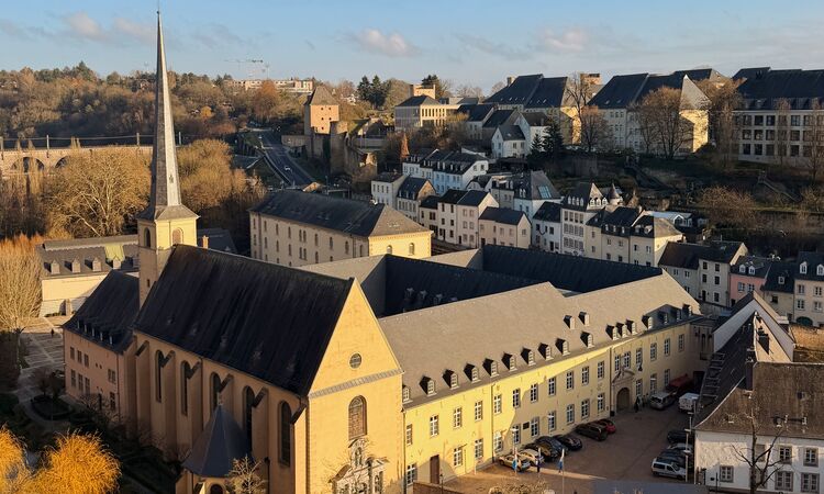 Neumünster Abbey in the Grund neighbourhood, Luxembourg City
