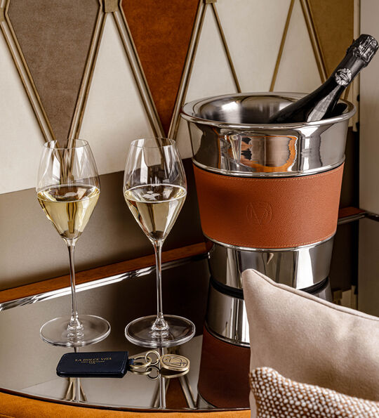 Champagne celebration on La Dolce Vita Orient Express