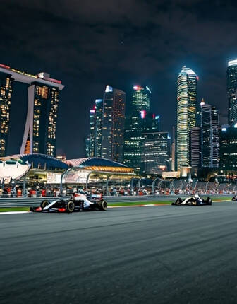 An impression of the Marina Bay Circuit, Singapore (AI-generated image)