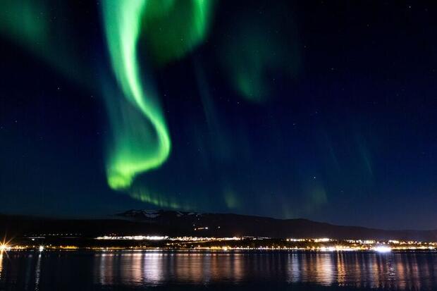 Northern Lights over Akureyri, North Iceland