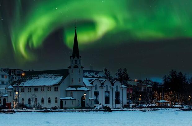 Northern Lights in Reykjavik, Iceland