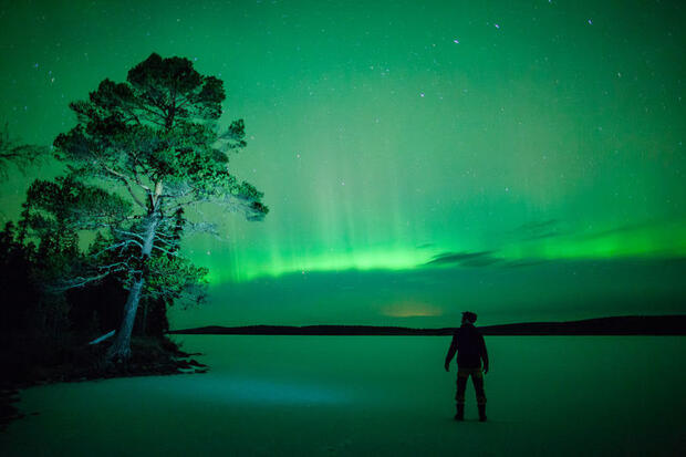 Northern Lights at Hotel Harriniva near Muonio, Finnish Lapland