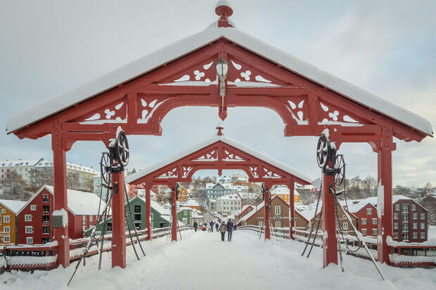 Old Town Bridge (Gamle Bybro) in Trondheim, Norway