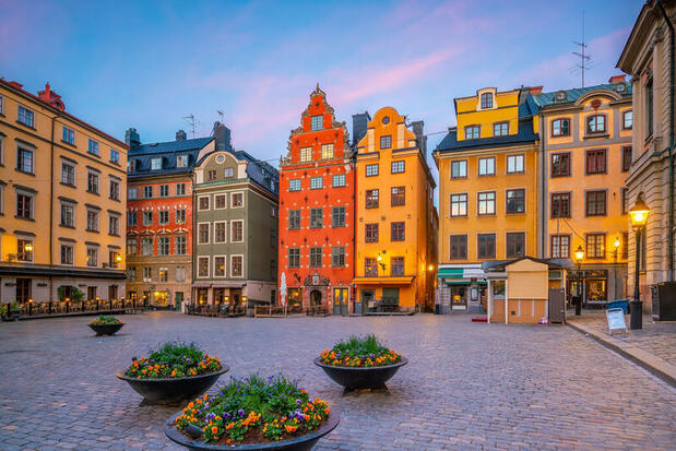 Colourful houses and cobbled streets of Gamla Stan