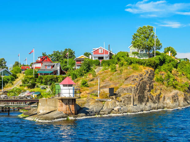 Quaint houses on a small island in the Oslo fjord