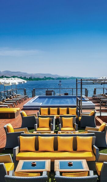 Pool deck on the Oberoi Philae