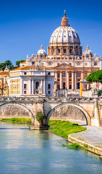 St Peter's Basilica on the banks of Rome's Tiber River