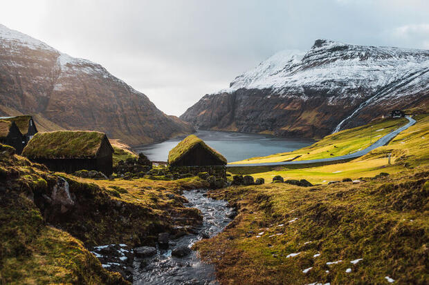 Village of Saksun on Eysturoy Island, Faroe Islands