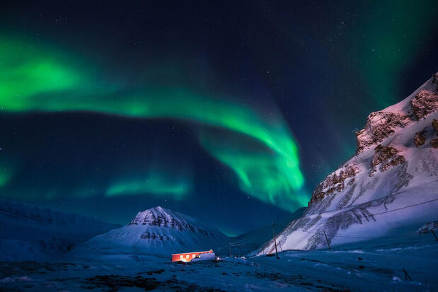 Northern Lights in Svalbard, a Norwegian archipelago in the Arctic Ocean