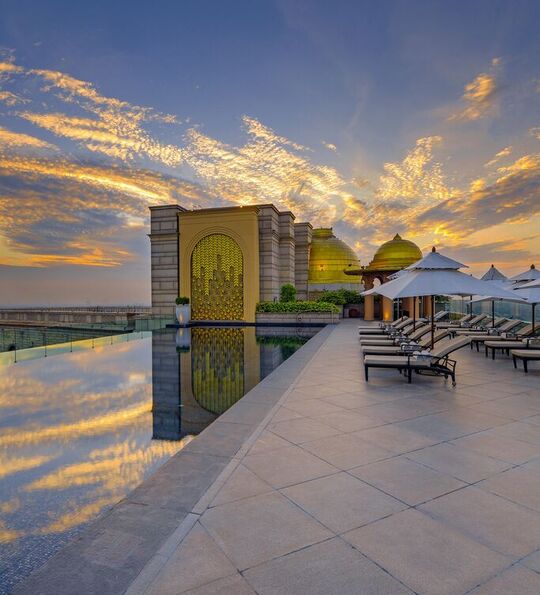 Rooftop swimming pool at The Leela Palace New Delhi 