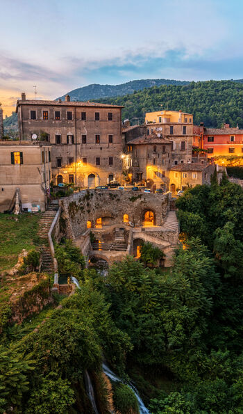 Villa Gregoriana in Tivoli at the Evening Time