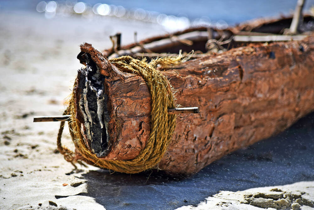 Traditional Aboriginal bark canoe