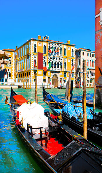 Traditional gondolas in Venice