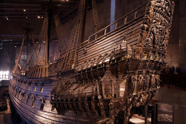 Beautifully preserved carvings of the Vasa ship