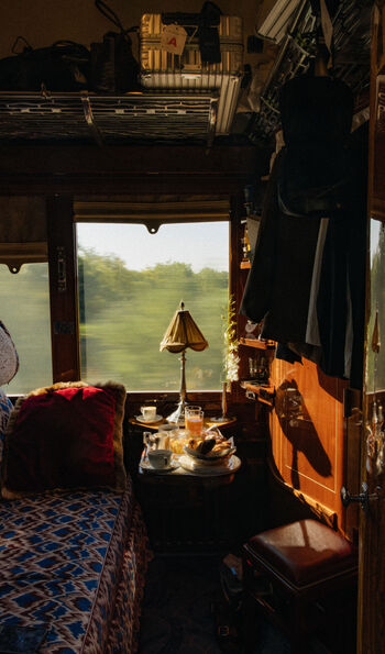 Breakfast served in a Historic Cabin aboard the Venice Simplon-Orient-Express