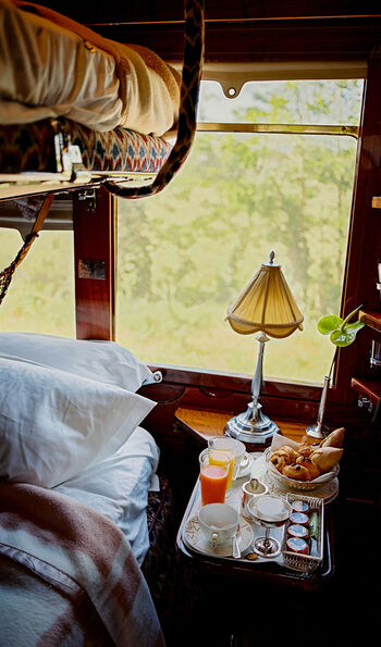 Breakfast served in a Historic Cabin aboard the Venice Simplon-Orient-Express
