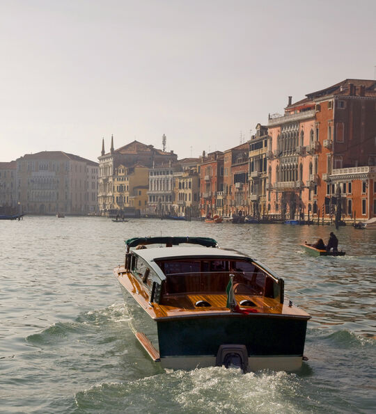 Water taxi on the Grand Canal, Venice