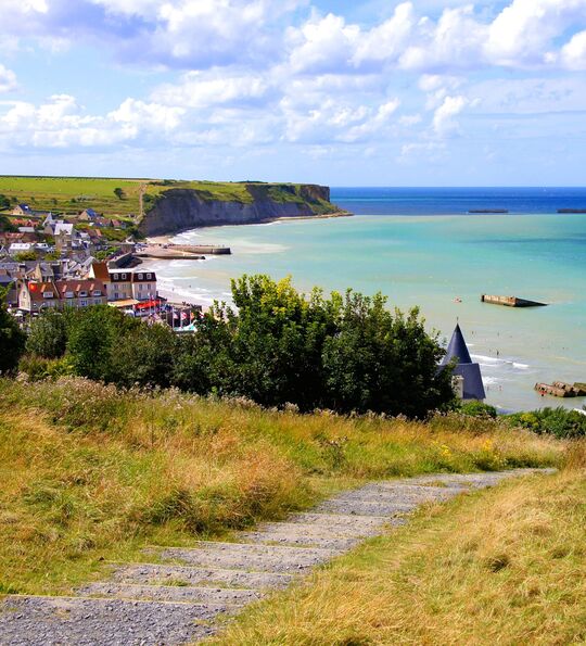 View over the D-day beaches at Arromanches les Bains, Normandy, France